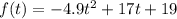 f(t) = -4.9t^{2} + 17t + 19