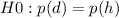 H0: p(d) = p(h)