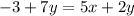 -3+7y=5x+2y