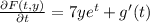 \frac{\partial F(t,y)}{\partial t}=7ye^t+g'(t)