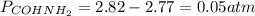 P_{COHNH_{2}} = 2.82 - 2.77 = 0.05 atm