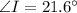 \angle I = 21.6 ^\circ