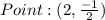 Point:  (2,\frac{-1}{2})