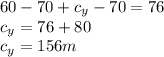 60-70+c_y-70=76\\c_y=76+80\\c_y=156m