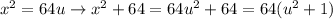 x^2 = 64 u\rightarrow x^2+64 = 64 u^2 + 64 = 64 ( u^2 +1)