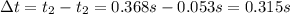 \Delta t =t_2-t_2=0.368s-0.053s=0.315s