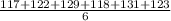 \frac{117+122+129+118+131+123}{6}