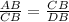 \frac{AB}{CB}=\frac{CB}{DB}