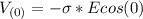 V_{(0) } = -   \sigma  * E  cos (0)