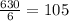 \frac{630}{6} = 105