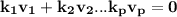 \mathbf{k_1 v_1 +k_2v_2 ...k_pv_p=0}