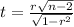 t = \frac{r\sqrt{n-2}}{\sqrt{1-r^{2}}}