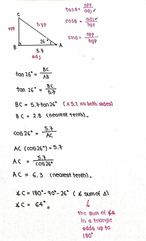 Find the unknown measures. Round lengths to the nearest tenth and angle measures to the nearest degr