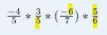 The result of which expression will best estimate the actual product of (-4/5)(3/5)(-6/7)(5/6)​