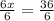 \frac{6x}{6} = \frac{36}{6}