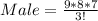 Male = \frac{9 * 8 * 7}{3!}