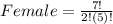 Female = \frac{7!}{2!(5)!}