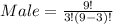 Male = \frac{9!}{3!(9-3)!}