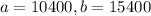 a = 10400, b = 15400