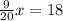 \frac{9}{20} x=18