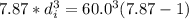 7.87*d_{i}^{3} = 60.0^{3}(7.87 - 1)