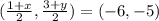 (\frac{1+x}{2}, \frac{3+y}{2})=(-6, -5)