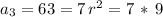 a_3=63=7\,r^2=7\,*\,9