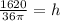 \frac{1620 }{36\pi} =h