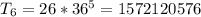 T_{6} = 26*36^{5} = 1572120576