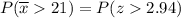 \\ P(\overline{x}21) = P(z2.94)