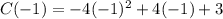 C(-1)=-4(-1)^{2} +4(-1)+3