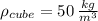 \rho_{cube} = 50\,\frac{kg}{m^{3}}