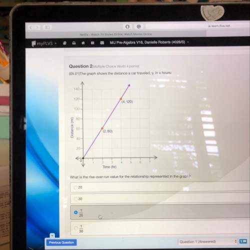 (05.01)the graph shows the distance a car traveled, y, in x hours:  what is the rise-ove