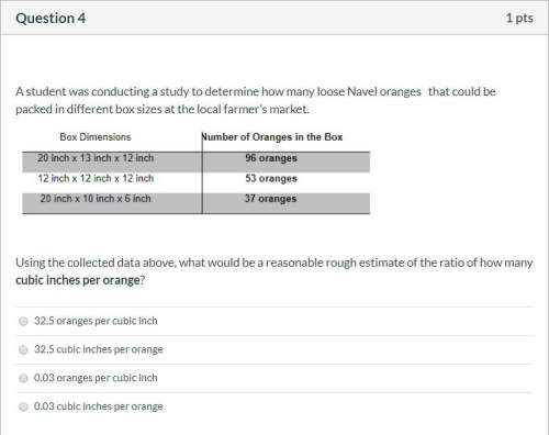 Astudent was conducting a study to determine how many loose navel oranges that could be packed in di