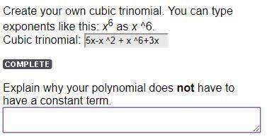 Explain why your polynomial does not have to have a constant term. (see photo below)