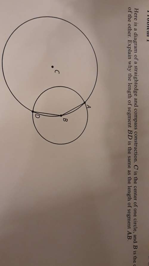 Here is a diagram of a straightedge and compass construction. c is the center of one circle,and b is