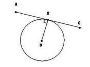 1. line segment ac touches the circle at a single point b. line segment ob extends through the cente