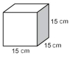 What is the volume of the cube?  a. 3375 cm3 b. 1125 cm3 c. 225