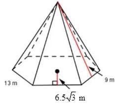 Find the surface area of the regular pyramid shown to the nearest whole number. the figure is not dr