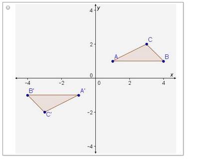 In each diagram, ∆abc has been transformed to yield ∆a'b'c'. which transformation could not be achie