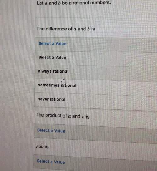 The difference of a and b is?  -always rational  -sometimes rational -never