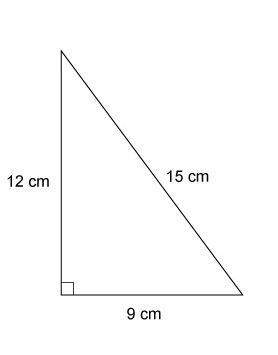 What is the area of this triangle? a=bh2 54 cm² 90 cm² 108 m² 216 m² right triangle with height lab