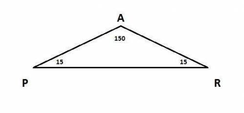 Triangle PAR is isosceles and m∠P = 15°. What are m∠A and m∠R?