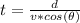 t =  \frac{d}{v * cos(\theta )}