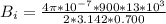 B_i  =  \frac{ 4\pi * 10^{-7}   * 900 * 13*10^{3}}{2 *3.142 *0.700}