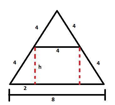 An equilateral triangle has sides 8 units long. An equilateral triangle with sides 4 units long is c