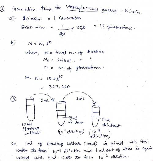 1. You are given a 1 gram soil sample of unknown bacterial load. After doing 10-fold serial dilution