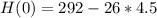 H(0) = 292 - 26*4.5