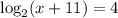 \log_2(x+11)=4