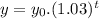 y = y_{0}.(1.03)^{t}